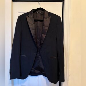 black blazer with satin lapels